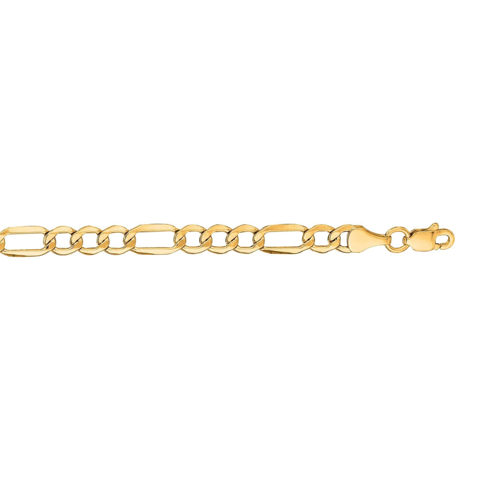 14kt 18 inches Yellow Gold 4.6mm Diamond Cut Alternate 3+1 Figaro Lite Chain with Lob ster Clasp - Johnny Dang & Co