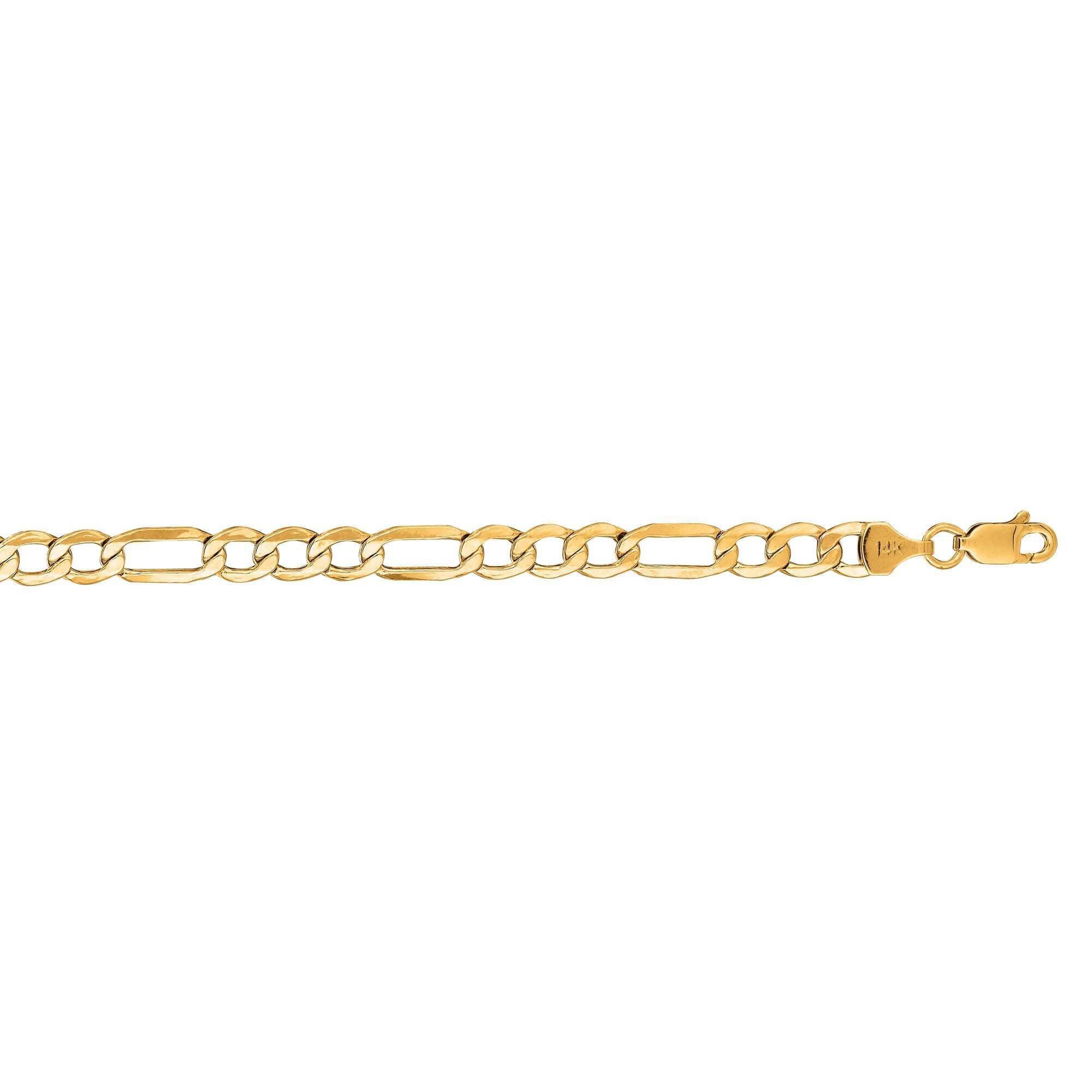 14kt 18 inches Yellow Gold 5.4mm Diamond Cut Alternate 3+1 Figaro Lite Chain with Lob ster Clasp - Johnny Dang & Co