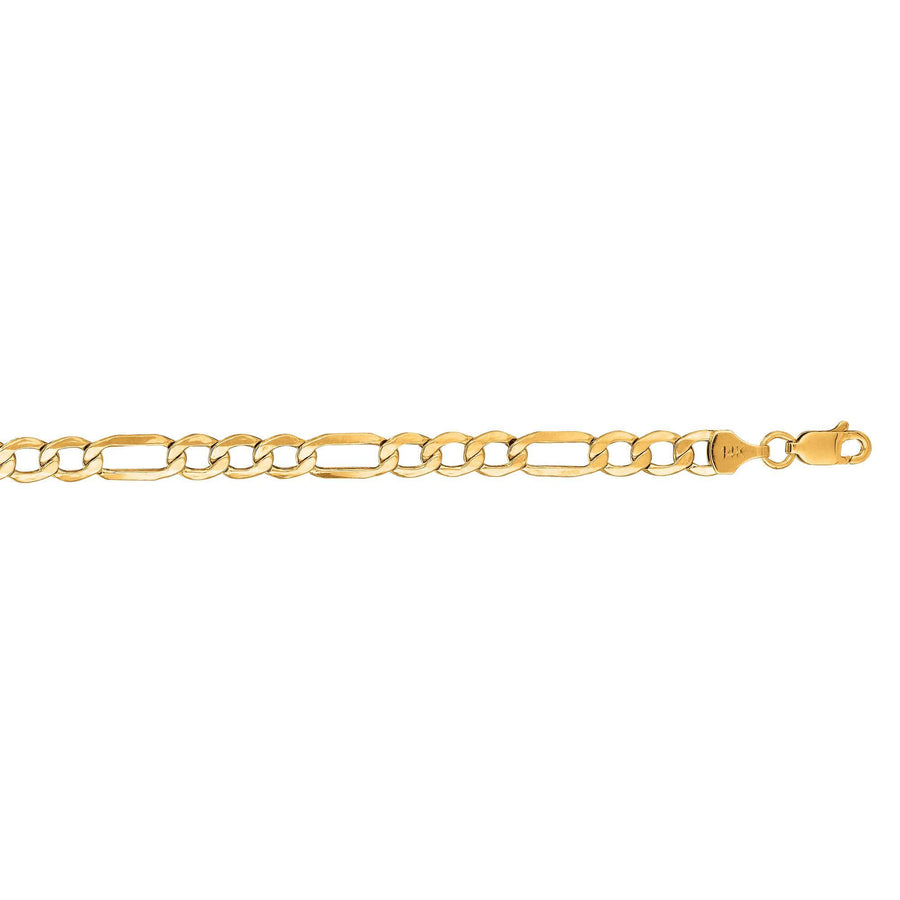 14kt 18 inches Yellow Gold 5.4mm Diamond Cut Alternate 3+1 Figaro Lite Chain with Lob ster Clasp