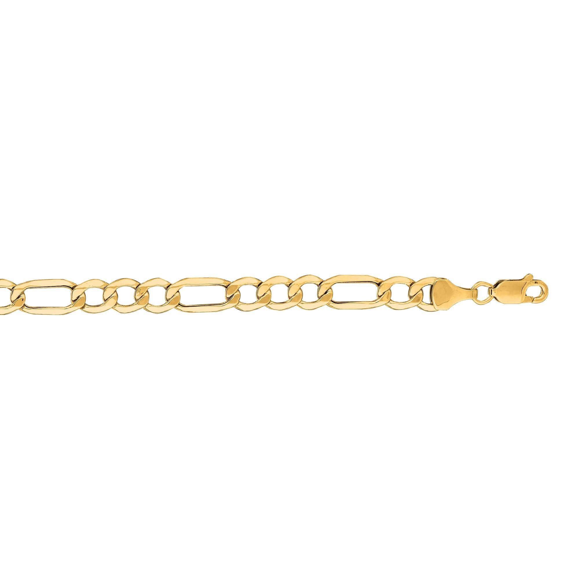 14kt 18 inches Yellow Gold 6.5mm Diamond Cut Alternate 3+1 Figaro Lite Chain with Lob ster Clasp - Johnny Dang & Co