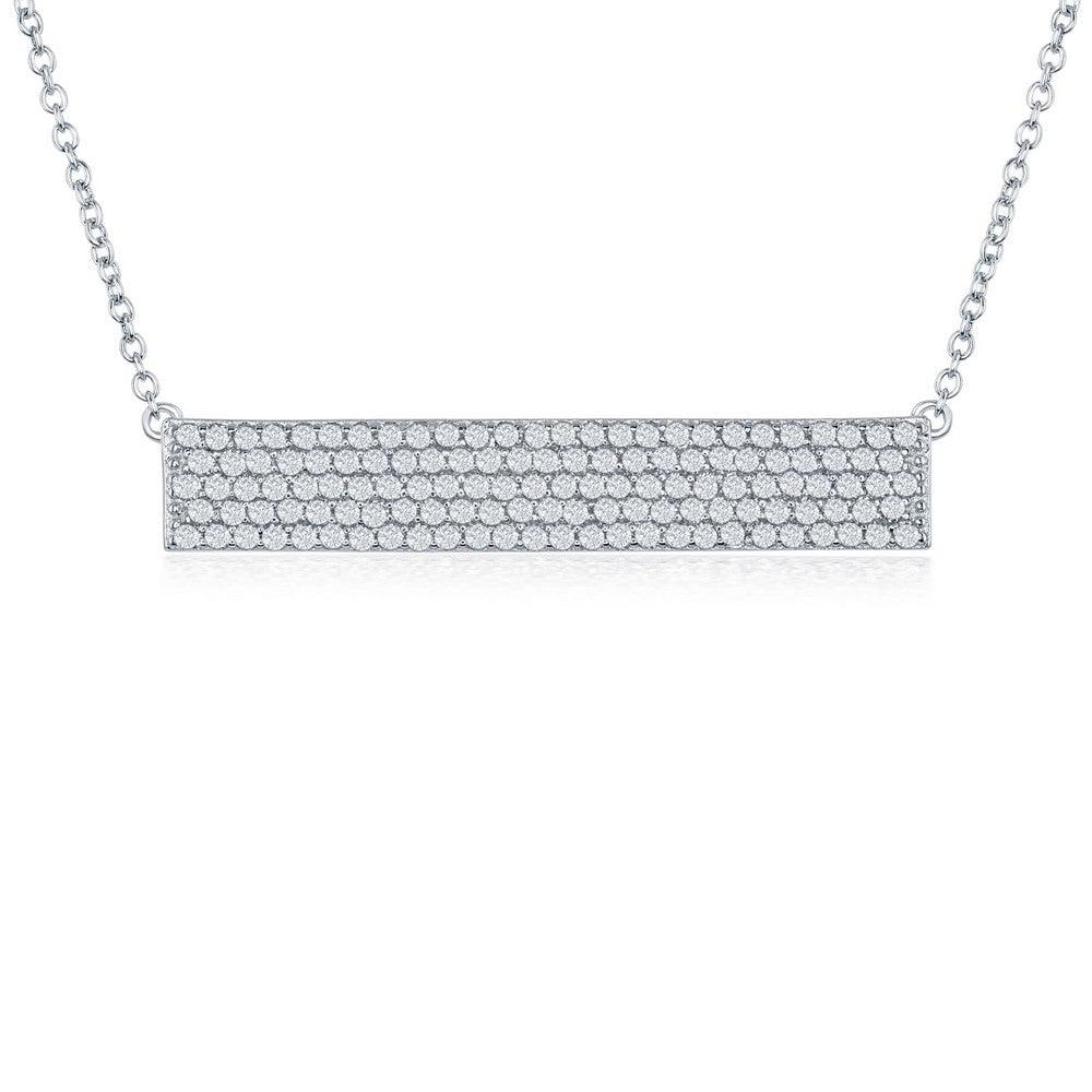 Sterling Silver CZ Bar Necklace - Johnny Dang & Co