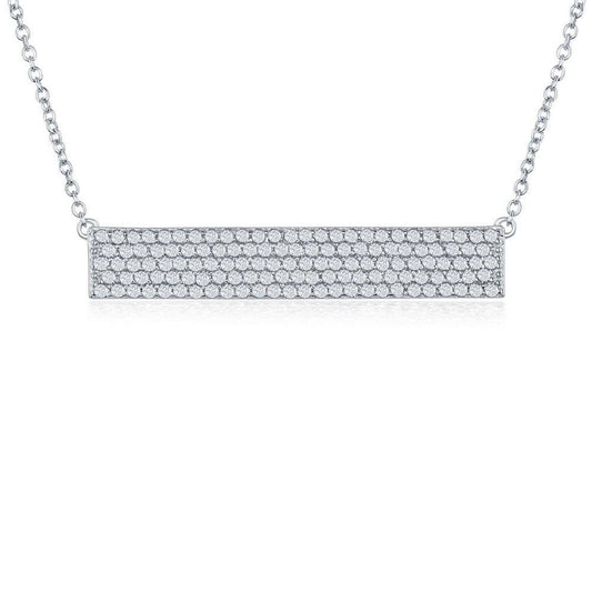 Sterling Silver CZ Bar Necklace - Johnny Dang & Co