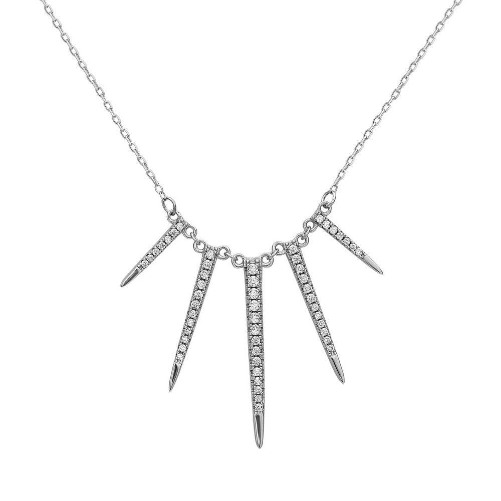 Sterling Silver Multi Sized Vertical CZ Bars Necklace - Johnny Dang & Co
