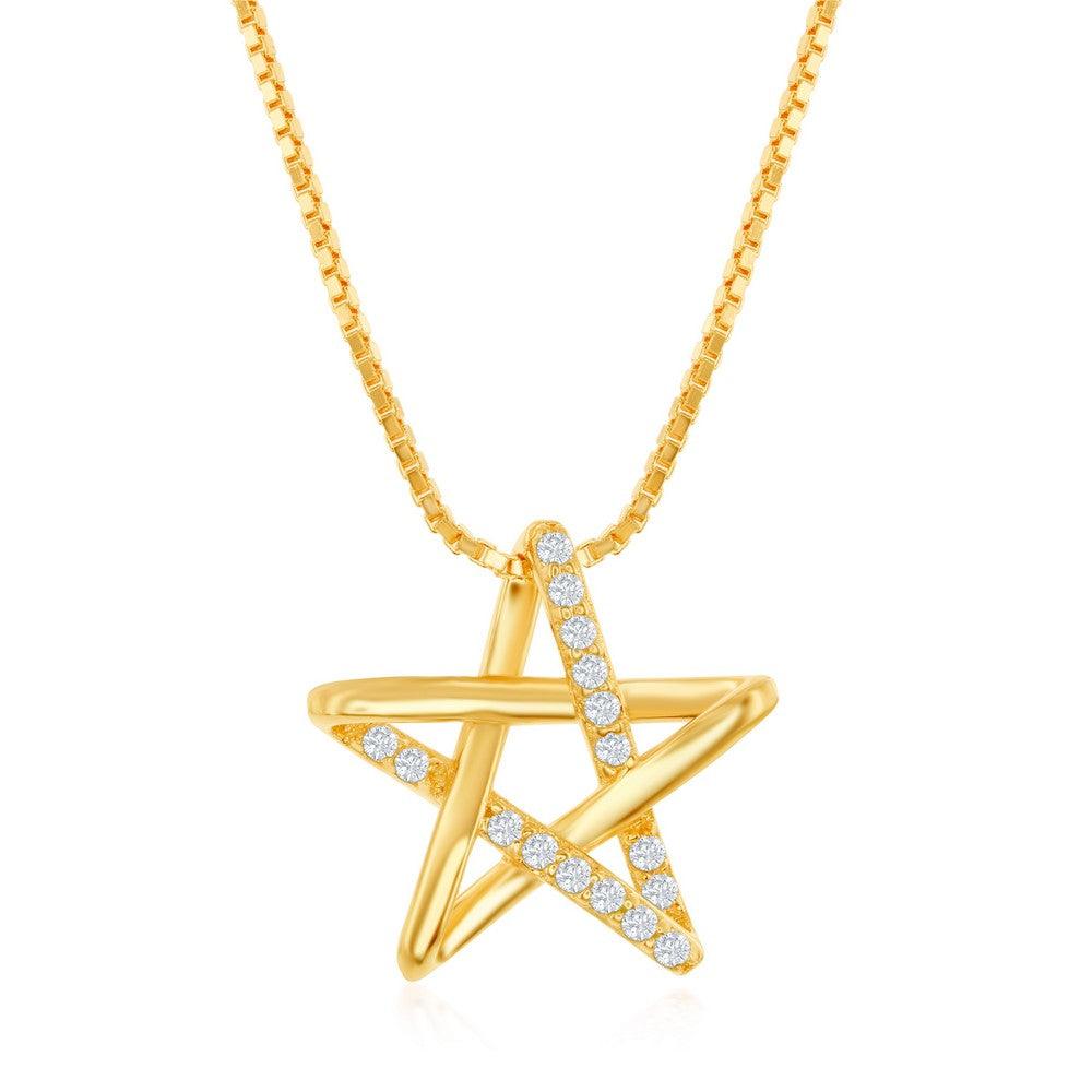 Sterling Silver Cubic Zirconia Star Necklace - Rhodium Plated - Johnny Dang & Co
