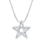 Sterling Silver Cubic Zirconia Star Necklace - Rhodium Plated - Johnny Dang & Co