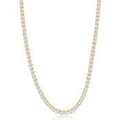 Sterling Silver 4mm Round Cubic Zirconia Tennis Necklace - Gold Plated - Johnny Dang & Co