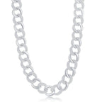 Sterling Silver Alternating Polished & Micro Pave CZ Solid Link Chain - Johnny Dang & Co