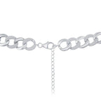 Sterling Silver Alternating Polished & Micro Pave CZ Solid Link Chain - Johnny Dang & Co