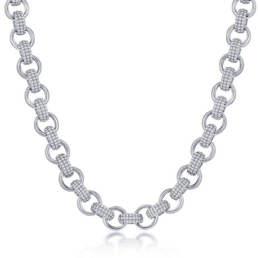 Sterling Silver Micro Pave CZ Linked Necklace - Johnny Dang & Co