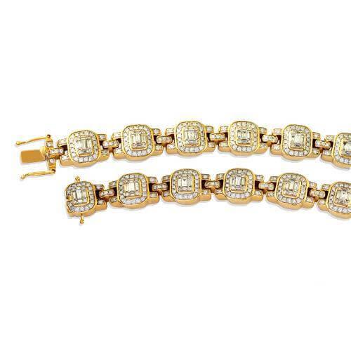 14KY 6.25CTW BAGUETTE DIAMOND MENS BRACELET - 8.5" - Johnny Dang & Co