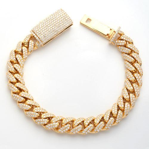 14KY 10.25CTW DIAMOND MIAMI CUBAN BRACELET - Johnny Dang & Co