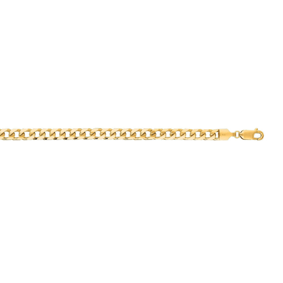 14kt 20 inches Yellow Gold 4.4mm Diamond Cut Miami Cuban Link Chain with Lobster Clasp