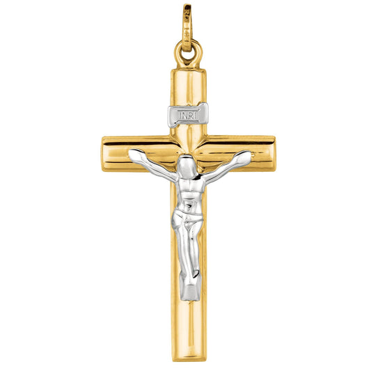 14K Gold Large Domed Crucifix Cross - Johnny Dang & Co