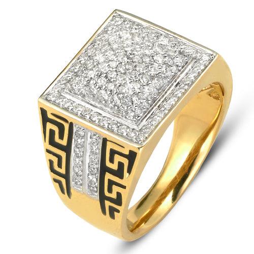 14KY 1.35CTW DIAMOND MENS SQUARE DOME RING - BLACK - Johnny Dang & Co