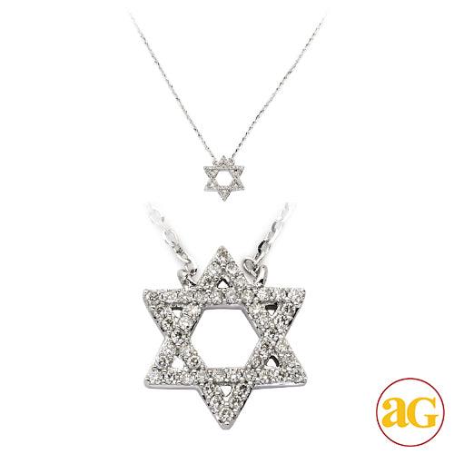 14KW 0.20CTW DIAMOND NECKLACE - STAR OF DAVID - Johnny Dang & Co