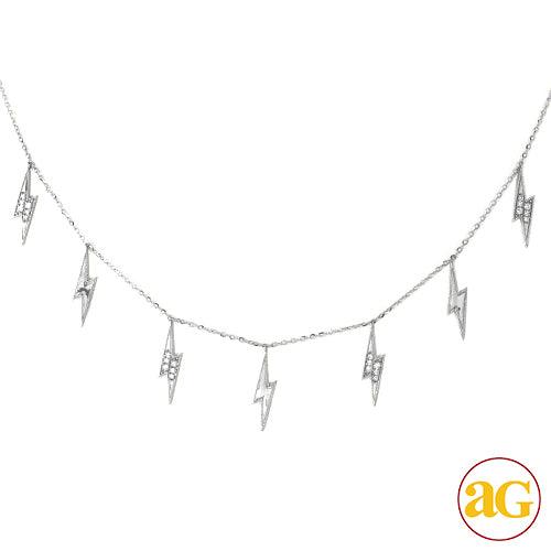 14KW 0.15CTW DIAMOND NECKLACE - 7 LIGHTING BOLTS - Johnny Dang & Co