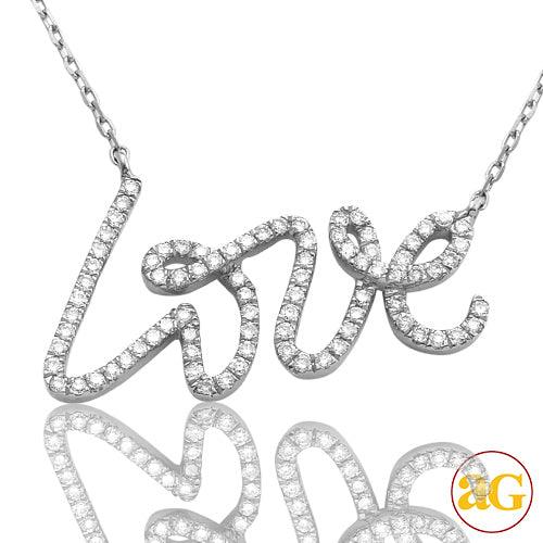 14KW 0.25CTW DIAMOND "LOVE" NECKLACE - Johnny Dang & Co