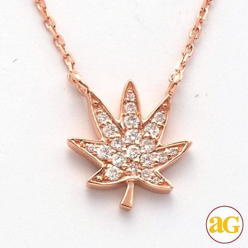 14KR 0.15CTW DIAMOND HERBAL MEDECINE LEAF NECKLACE - Johnny Dang & Co