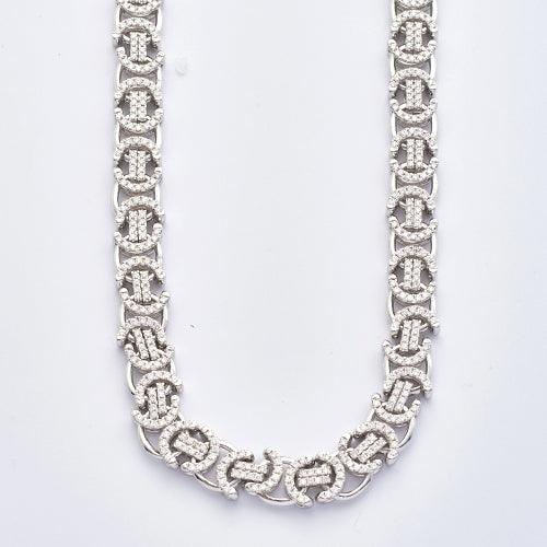 10KW 11.00CTW DIAMOND FLAT BYZANTINE LINK CHAIN - Johnny Dang & Co