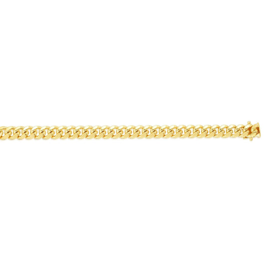 14kt Gold 9 inches Yellow Finish 7mm New Miami Cuban Bracelet with Box Clasp - Johnny Dang & Co