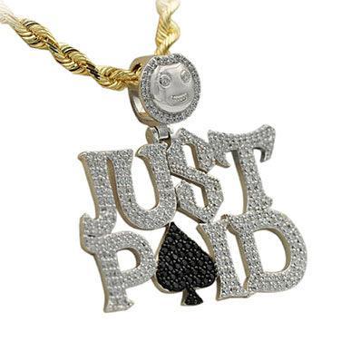 Silver CZ "JUST PAID" Pendant - Johnny Dang & Co