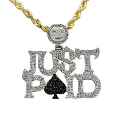 Silver CZ "JUST PAID" Pendant - Johnny Dang & Co