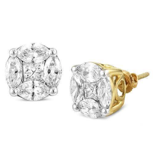 14KY 3.00CTW DIAMOND PIE CUT EARRING STUDS - Johnny Dang & Co