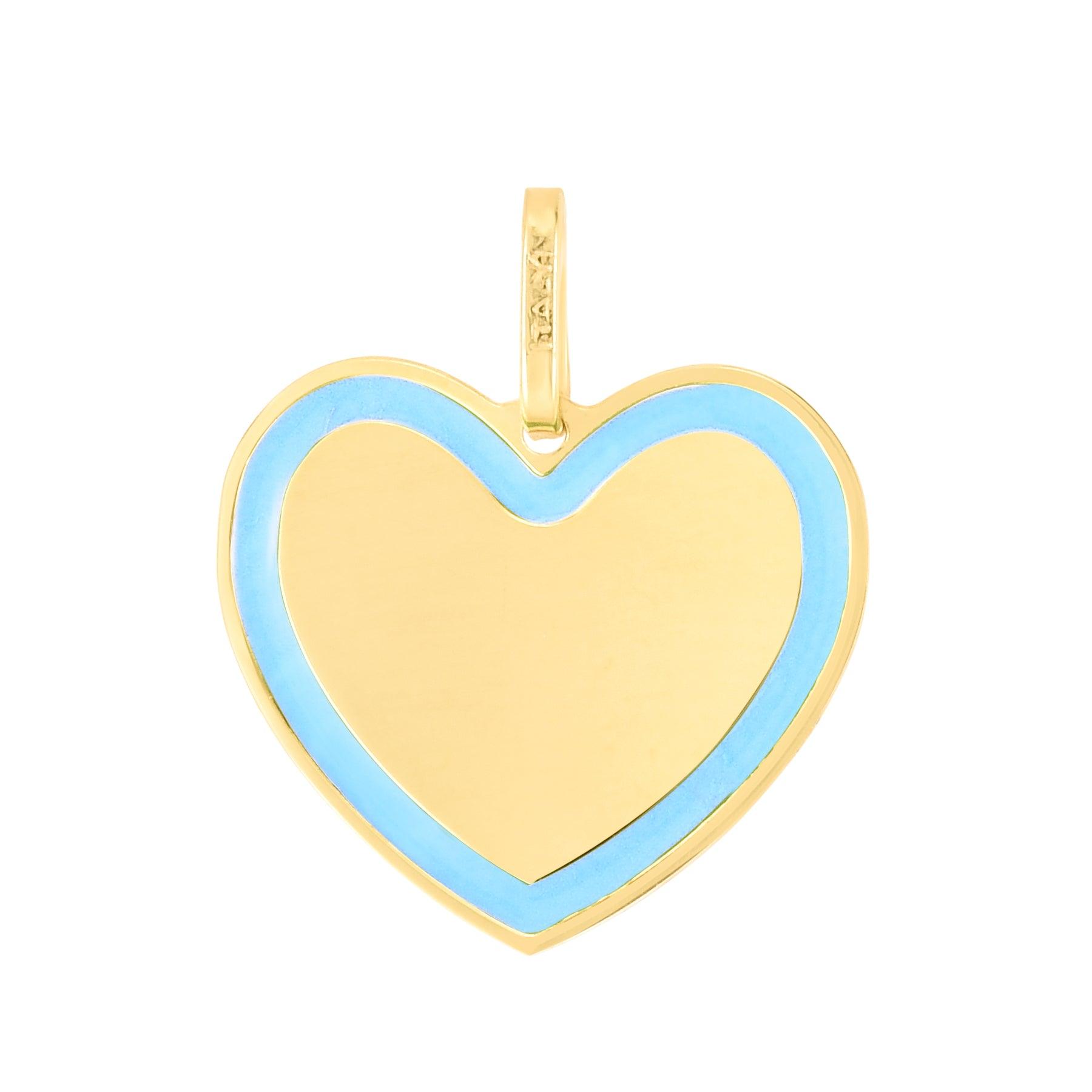 14K Blue Enamel Heart Charm - Johnny Dang & Co