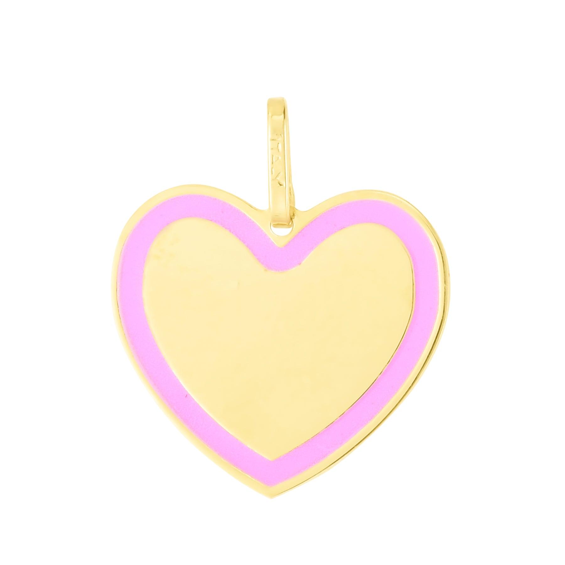 14K Pink Enamel Heart Charm - Johnny Dang & Co