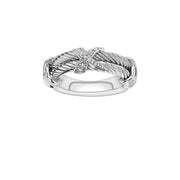 Sterling Silver Size-7 with White Finish Ring  with 0.0400ct 1mm White Diamond - Johnny Dang & Co