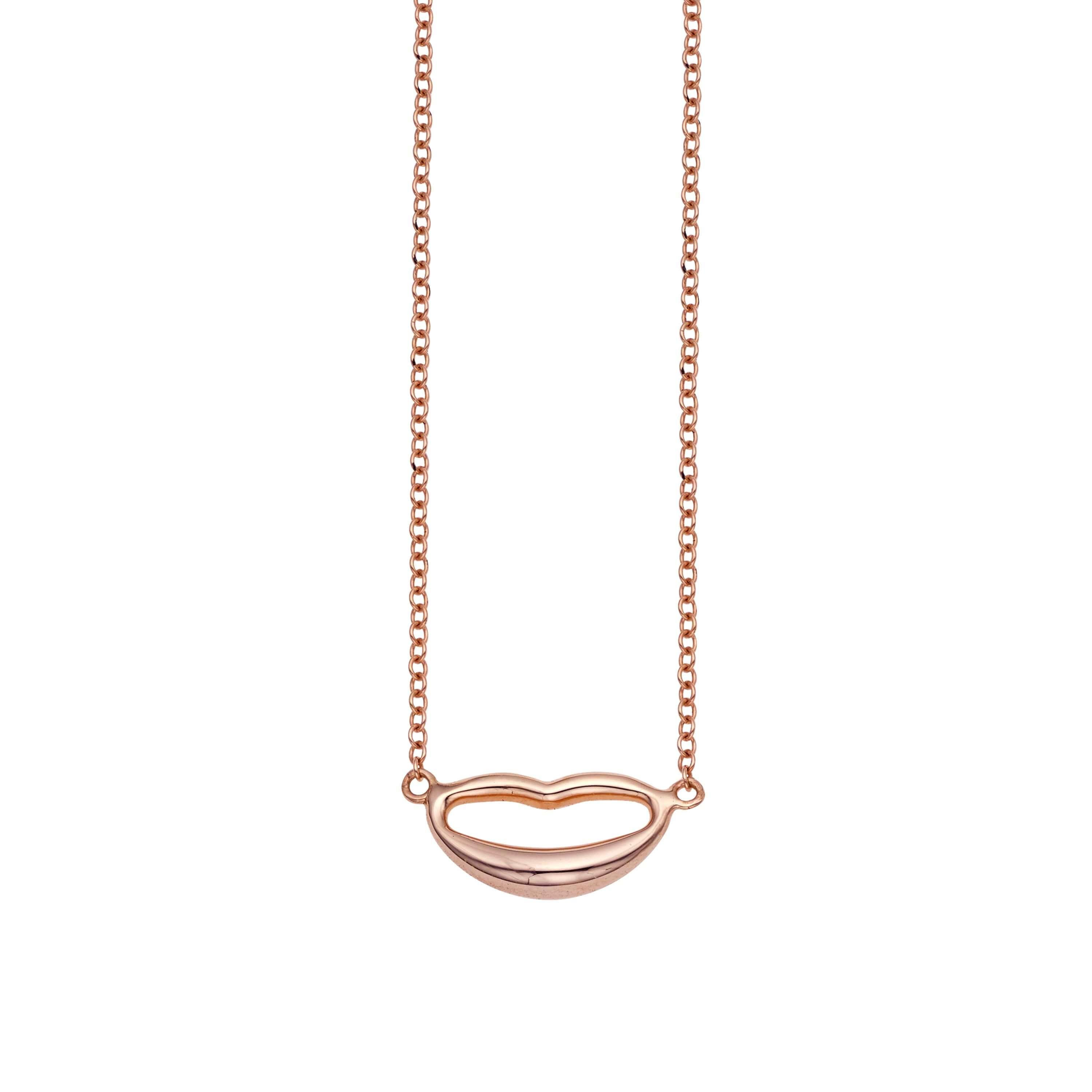 14kt Gold 18 inches Rose Finish 7.9x19mm(CE)+1.3mm(Ch) Polished Extendable Lips Necklace with Lobster Clasp - Johnny Dang & Co