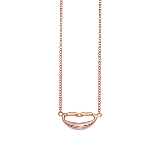 14kt Gold 18 inches Rose Finish 7.9x19mm(CE)+1.3mm(Ch) Polished Extendable Lips Necklace with Lobster Clasp - Johnny Dang & Co
