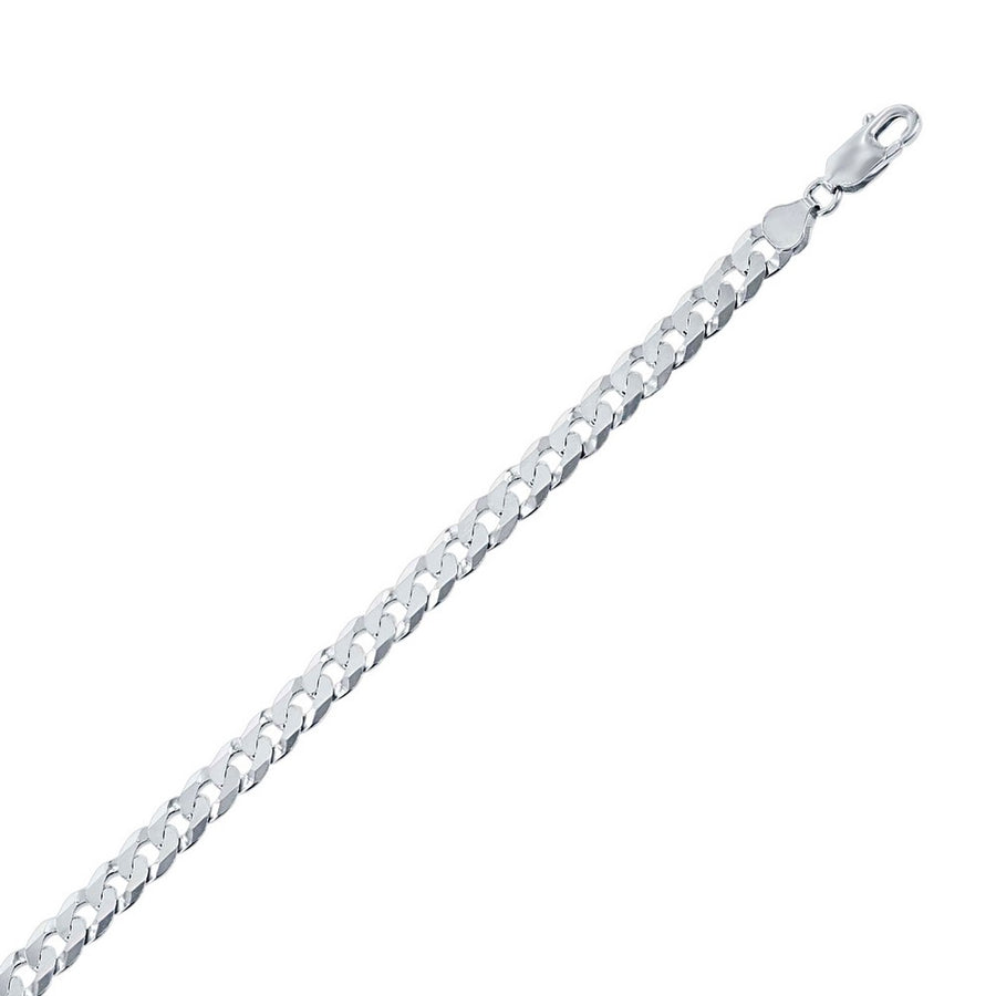 Sterling Silver 6.25mm Cuban Chain - Rhodium Plated