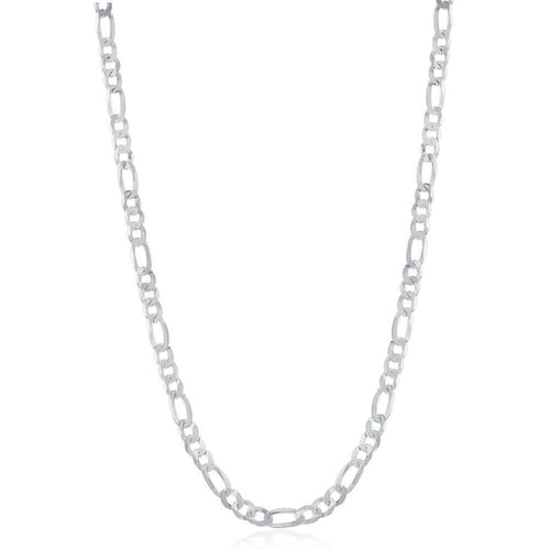 Sterling Silver 3.3mm Figaro Chain - Rhodium Plated