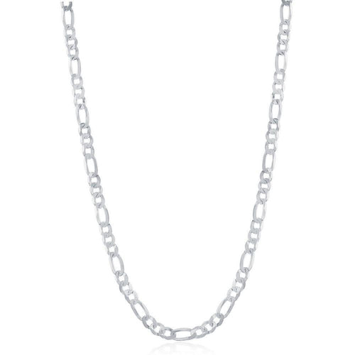 Sterling Silver 3.3mm Figaro Chain - Rhodium Plated