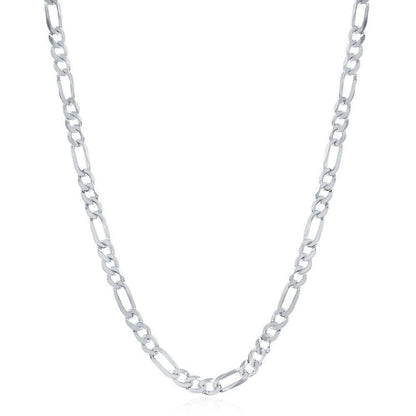 Sterling Silver 4.2mm Figaro Chain - Rhodium Plated - Johnny Dang & Co