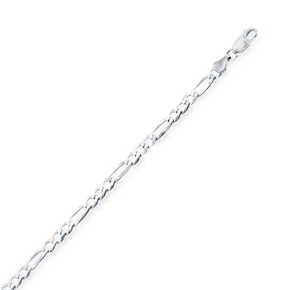 Sterling Silver 4.2mm Figaro Chain - Rhodium Plated - Johnny Dang & Co