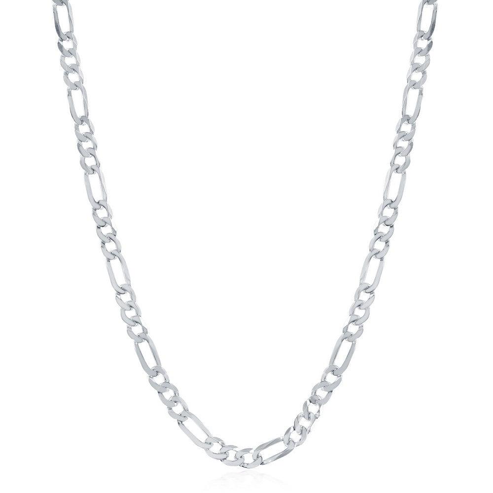 Sterling Silver 4.2mm Figaro Chain - Rhodium Plated - Johnny Dang & Co