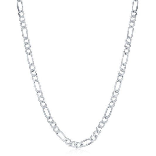 Sterling Silver 4.2mm Figaro Chain - Rhodium Plated - Johnny Dang & Co