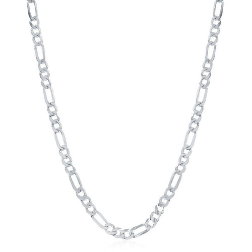 Sterling Silver 4.2mm Figaro Chain - Rhodium Plated