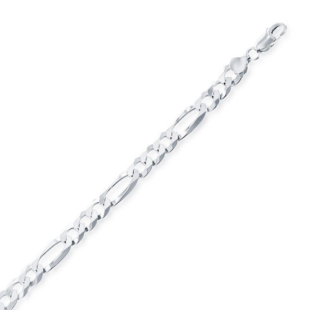 Sterling Silver 5.8mm Figaro Chain - Rhodium Plated - Johnny Dang & Co