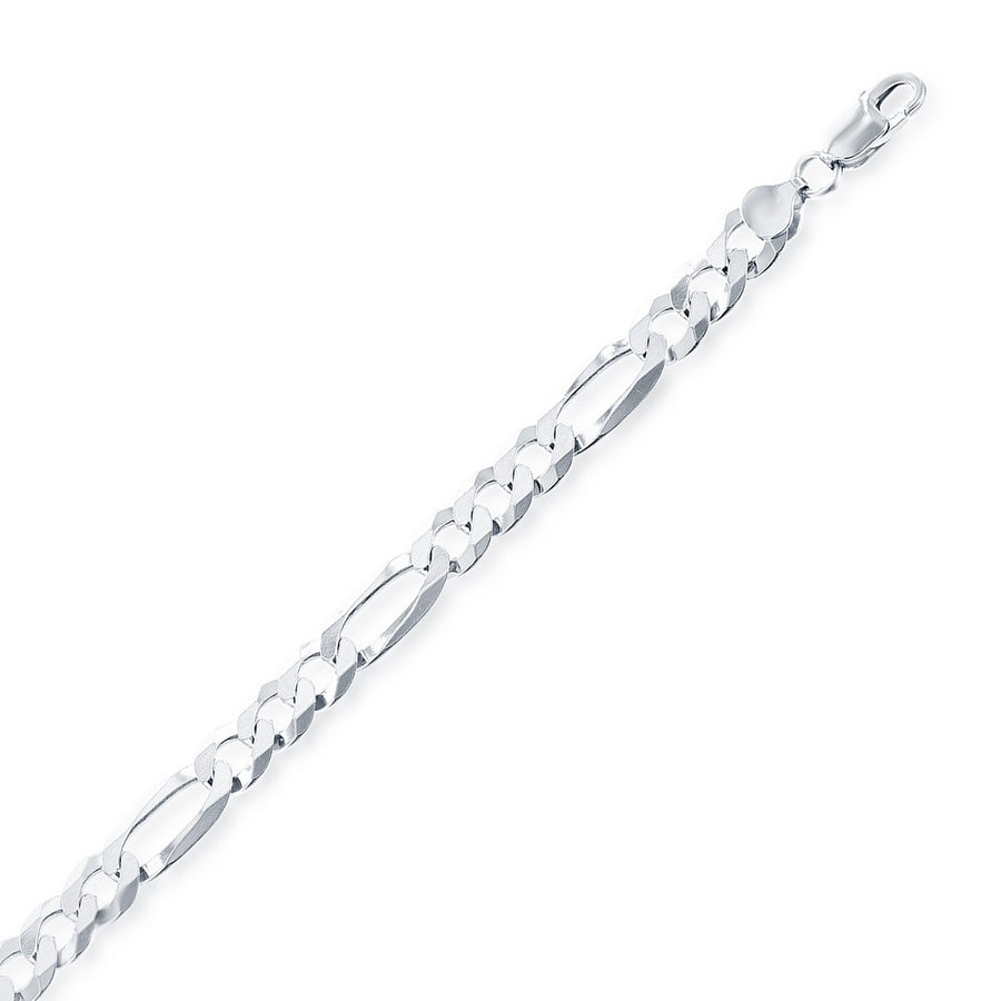 Sterling Silver 5.8mm Figaro Chain - Rhodium Plated