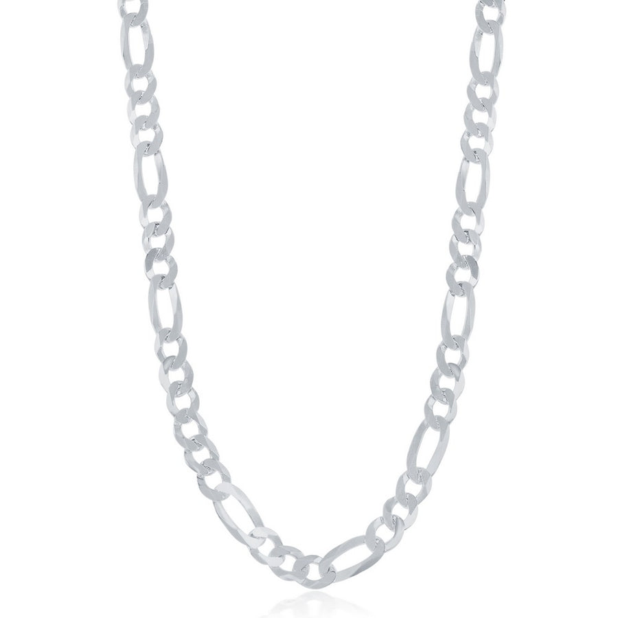 Sterling Silver 5.8mm Figaro Chain - Rhodium Plated