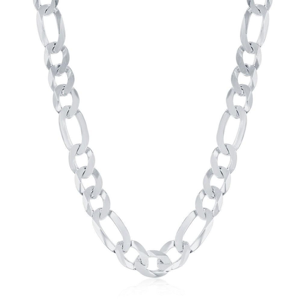 Sterling Silver 7.5mm Figaro Chain - Rhodium Plated - Johnny Dang & Co