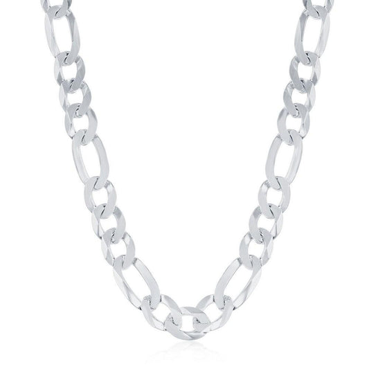 Sterling Silver 7.5mm Figaro Chain - Rhodium Plated - Johnny Dang & Co