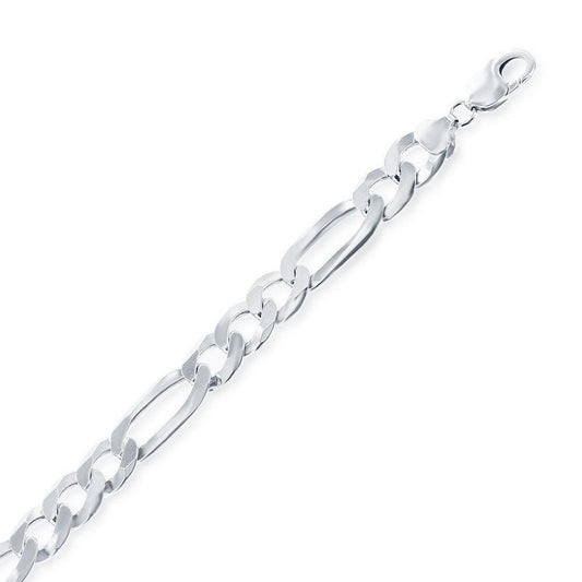 Sterling Silver 7.5mm Figaro Chain - Rhodium Plated - Johnny Dang & Co