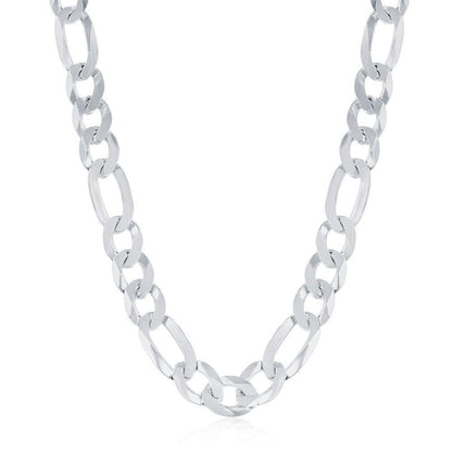Sterling Silver 7.5mm Figaro Chain - Rhodium Plated - Johnny Dang & Co