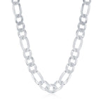 Sterling Silver 7.5mm Figaro Chain - Rhodium Plated - Johnny Dang & Co