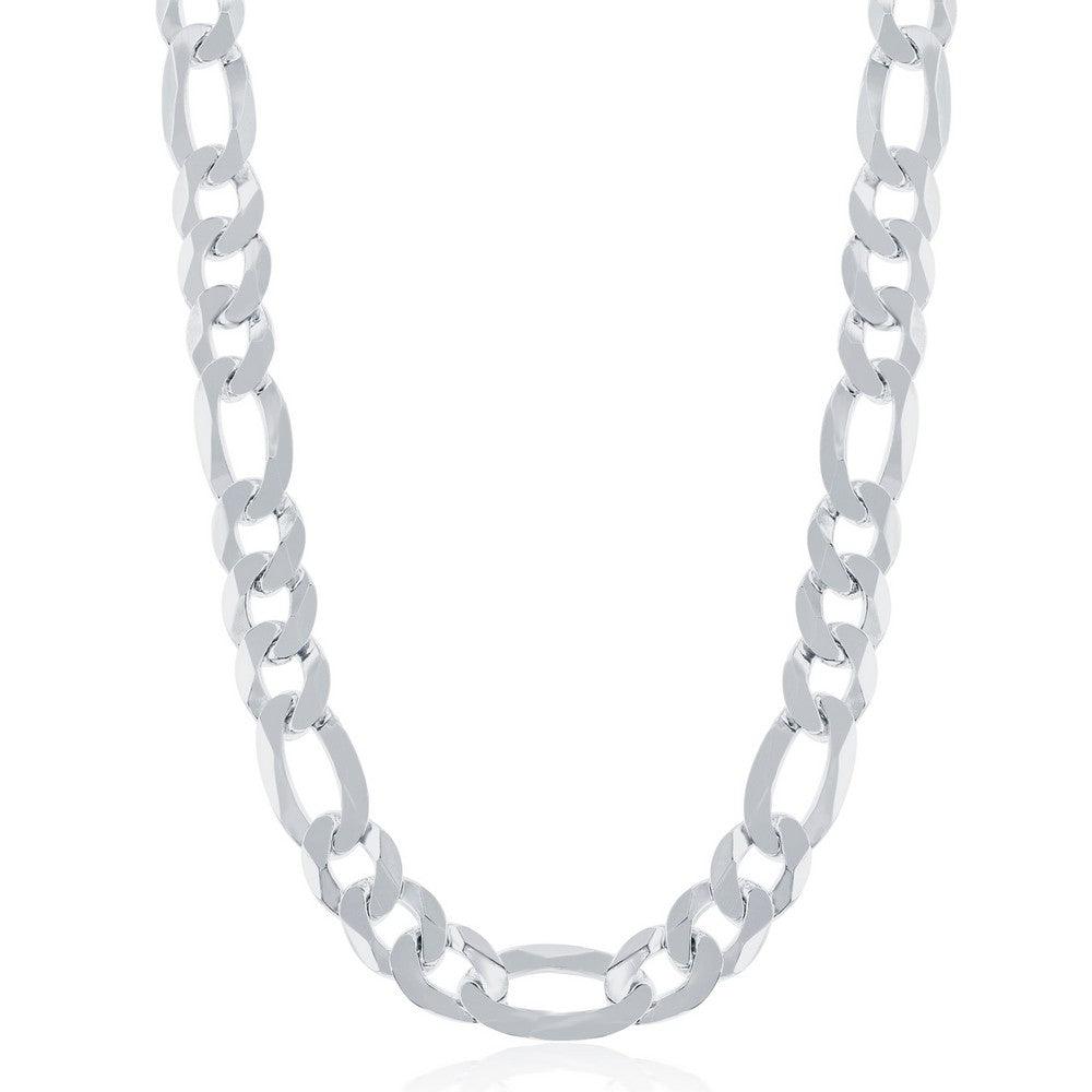 Sterling Silver 8.6mm Figaro Chain - Rhodium Plated - Johnny Dang & Co