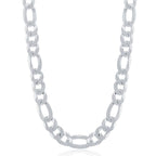 Sterling Silver 8.6mm Figaro Chain - Rhodium Plated - Johnny Dang & Co